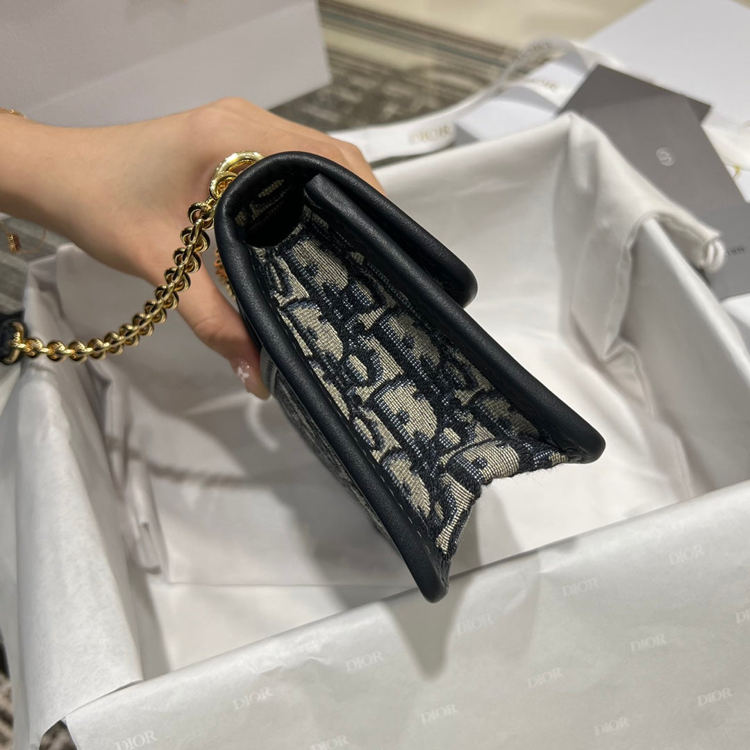 Dior Navy Blue Oblique Canvas and Leather 30 Montaigne Bag
