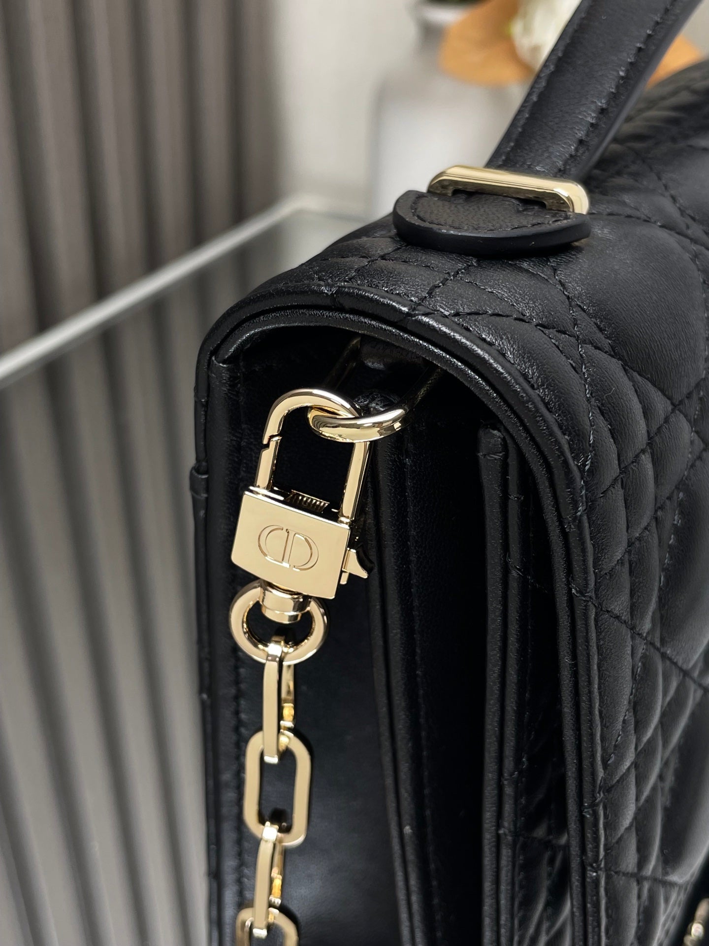 Miss Dior Lady Medium Black Purse Bag M0605, 24 x 14 x 7.5 CM