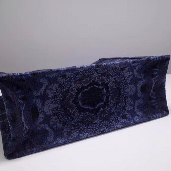 D Book Tote Bag In Blue KaleiDscopic Canvas