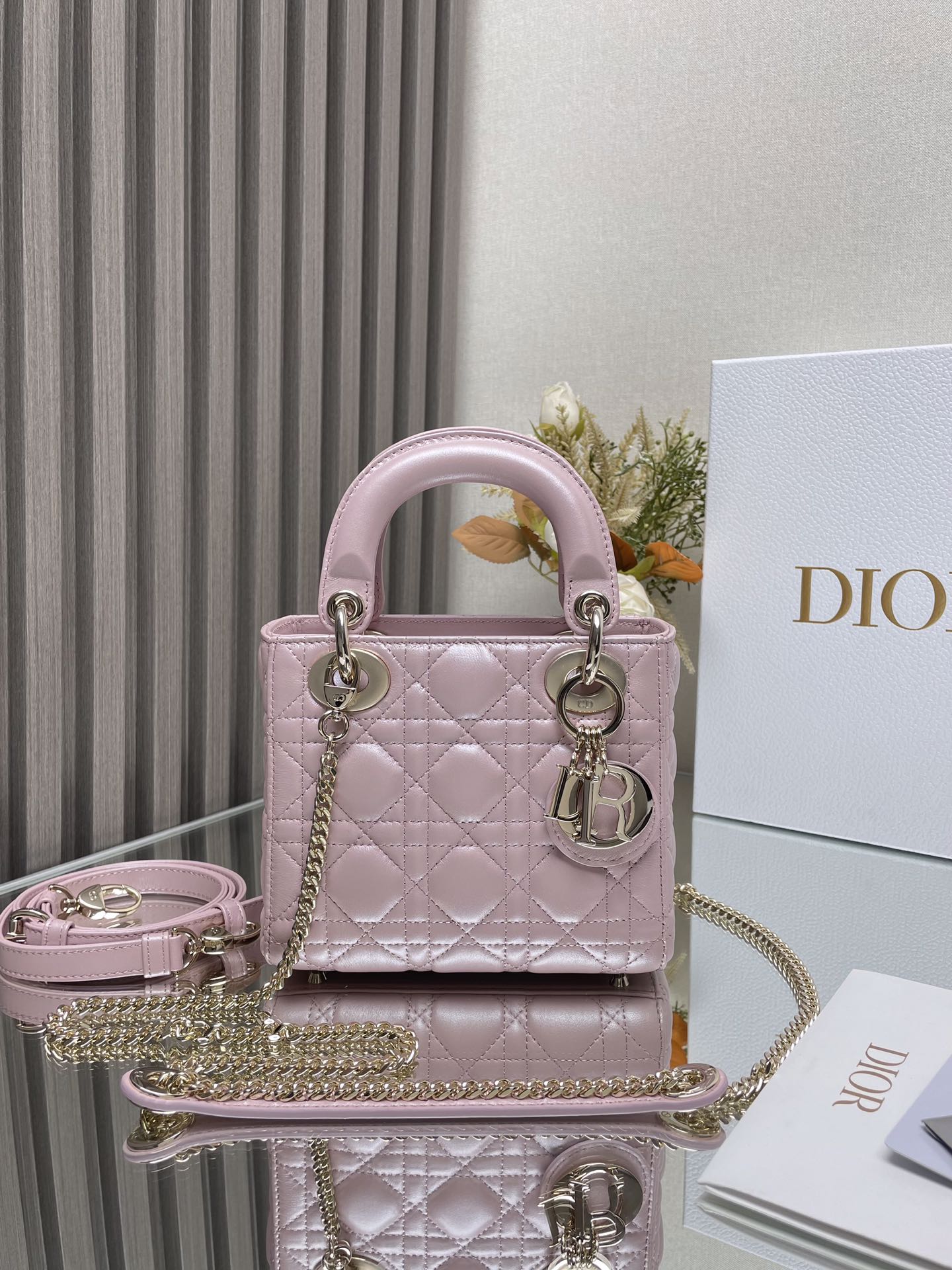 Miss Dior Lady Medium Grey HandBag M6010, 17*15*7cm