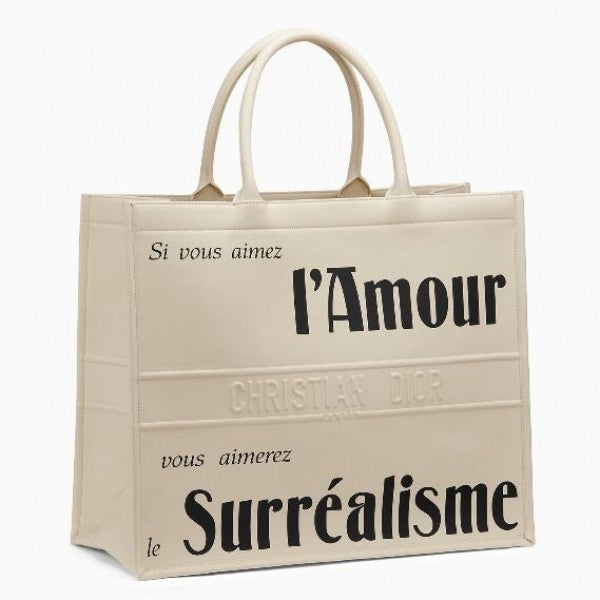 D Book Tote Bag Surrealism Printed Calfskin