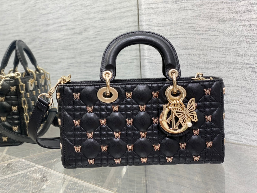 Christian Dior LADY DIOR 2024 Butterfly Crossbody Bag Black 26cm