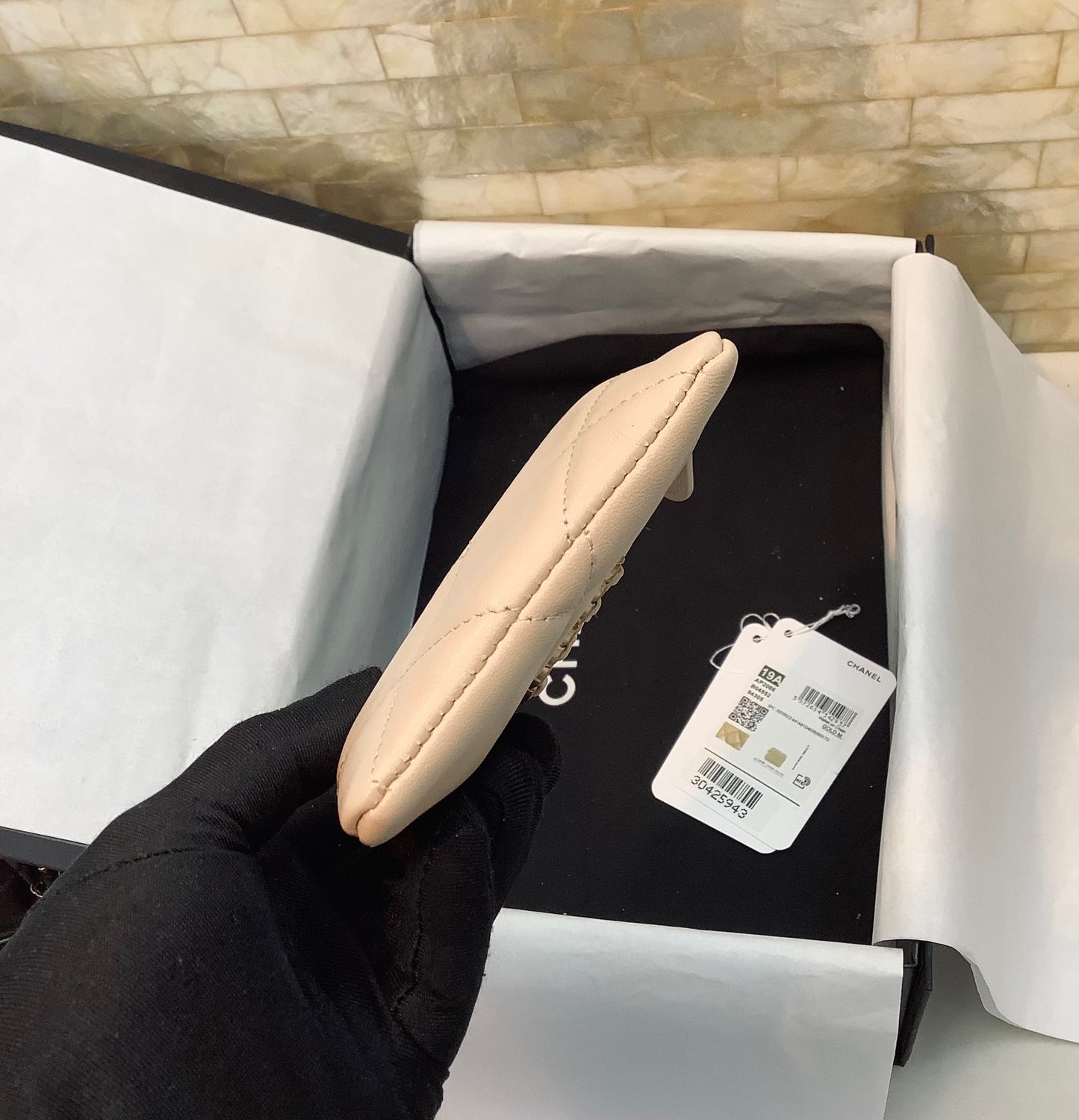 cc CO-CO Card Holder 12cm/4.7in Gold Hardware For Women Beige