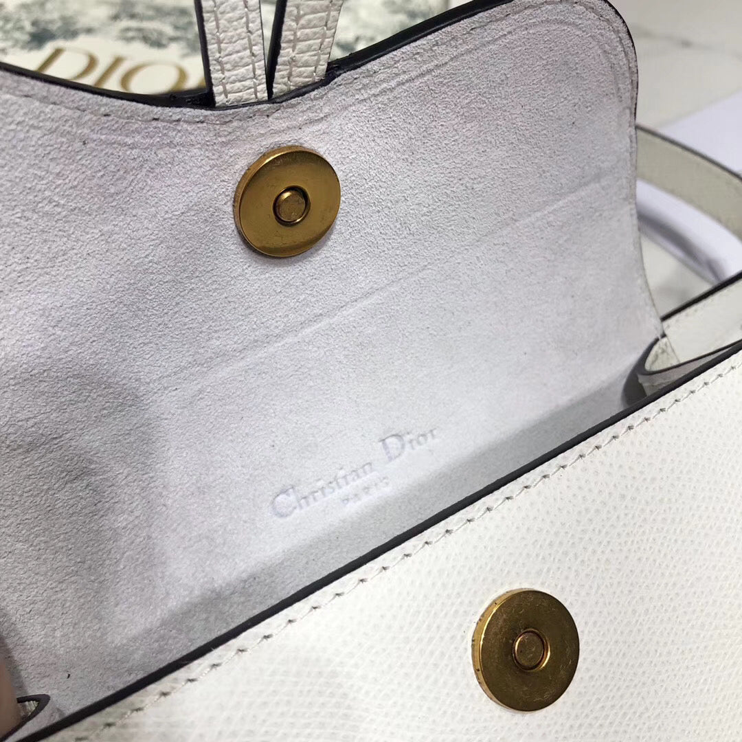 D White Calfskin Saddle Belt Bag