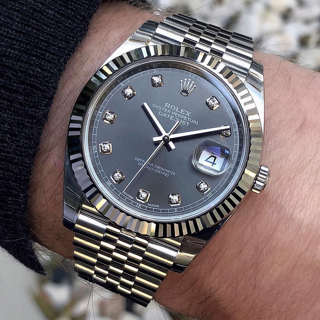 Rlx DateJust 41 Rhodium Diamond Dial 126334 -0006 Steel & 18k White Gold
