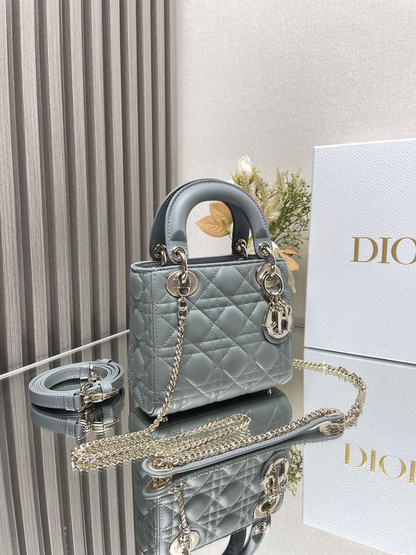 Miss Dior Lady Medium Grey HandBag M6010, 17*15*7cm