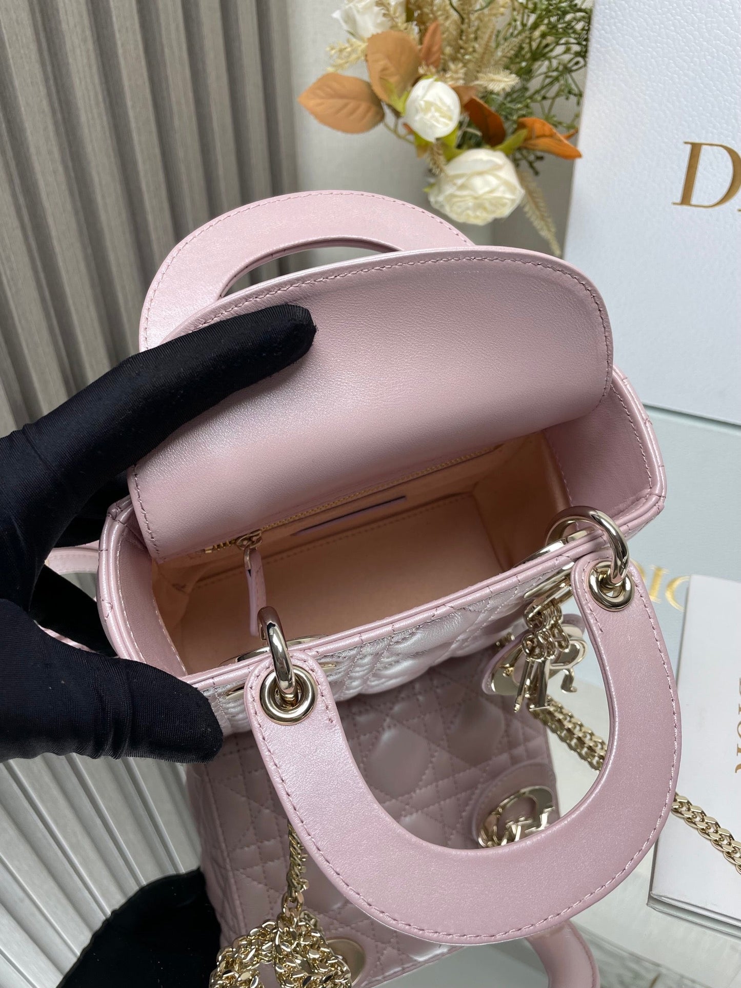 Miss Dior Lady Medium Grey HandBag M6010, 17*15*7cm