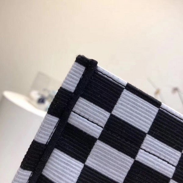 D Book Tote Bag Checkered Canvas