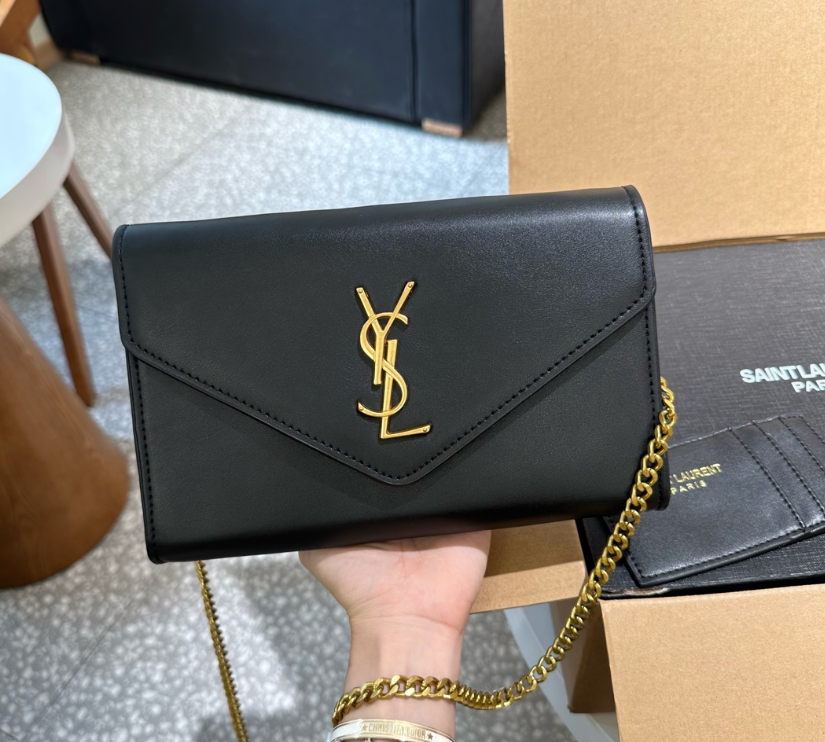 Y Uptown Leather Clutch White