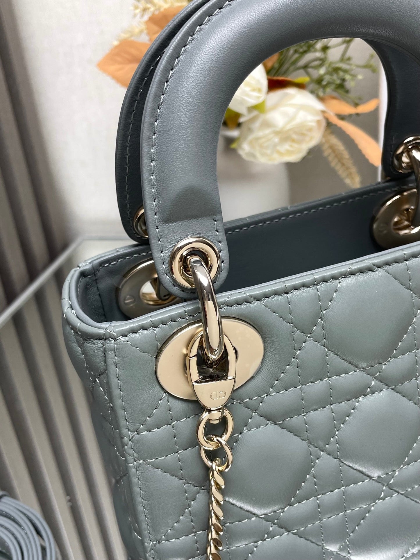 Miss Dior Lady Medium Grey HandBag M6010, 17*15*7cm