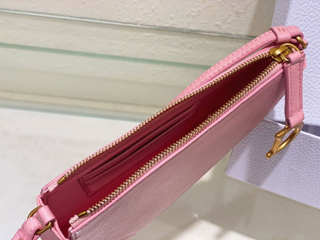 Christian Dior SADDLE SHOULDER POUCH BAG PINK 20x15x4cm