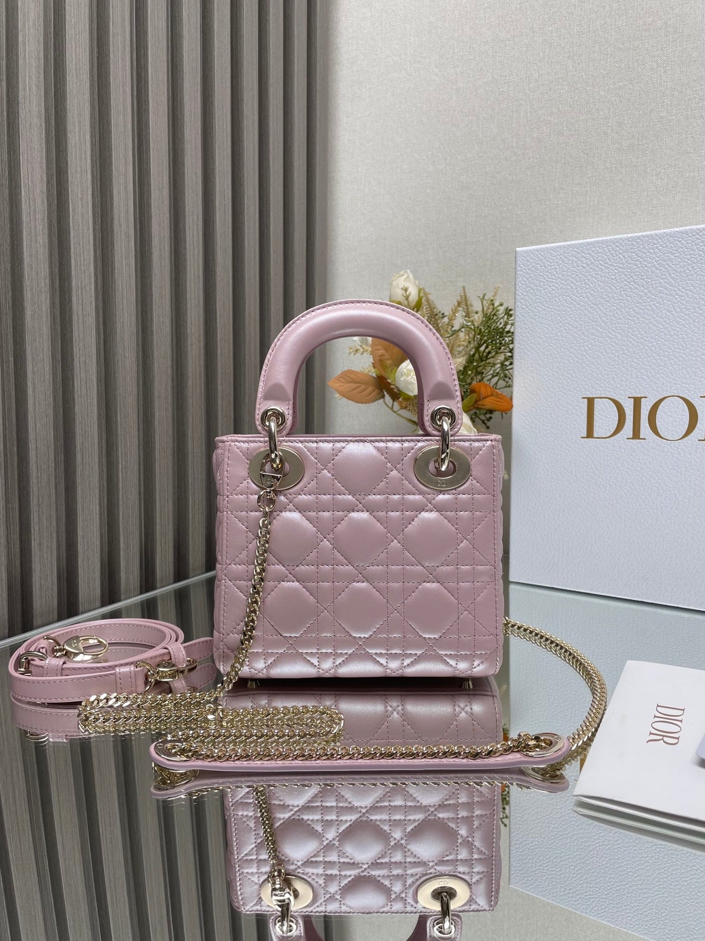 Miss Dior Lady Medium Grey HandBag M6010, 17*15*7cm