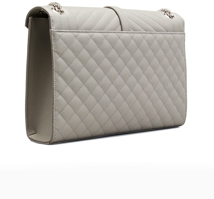 Y Large Tri-Quilted Matelasse Grain De Poudre Flap 1424 Nero Multi, Women's, Shoulder Bags