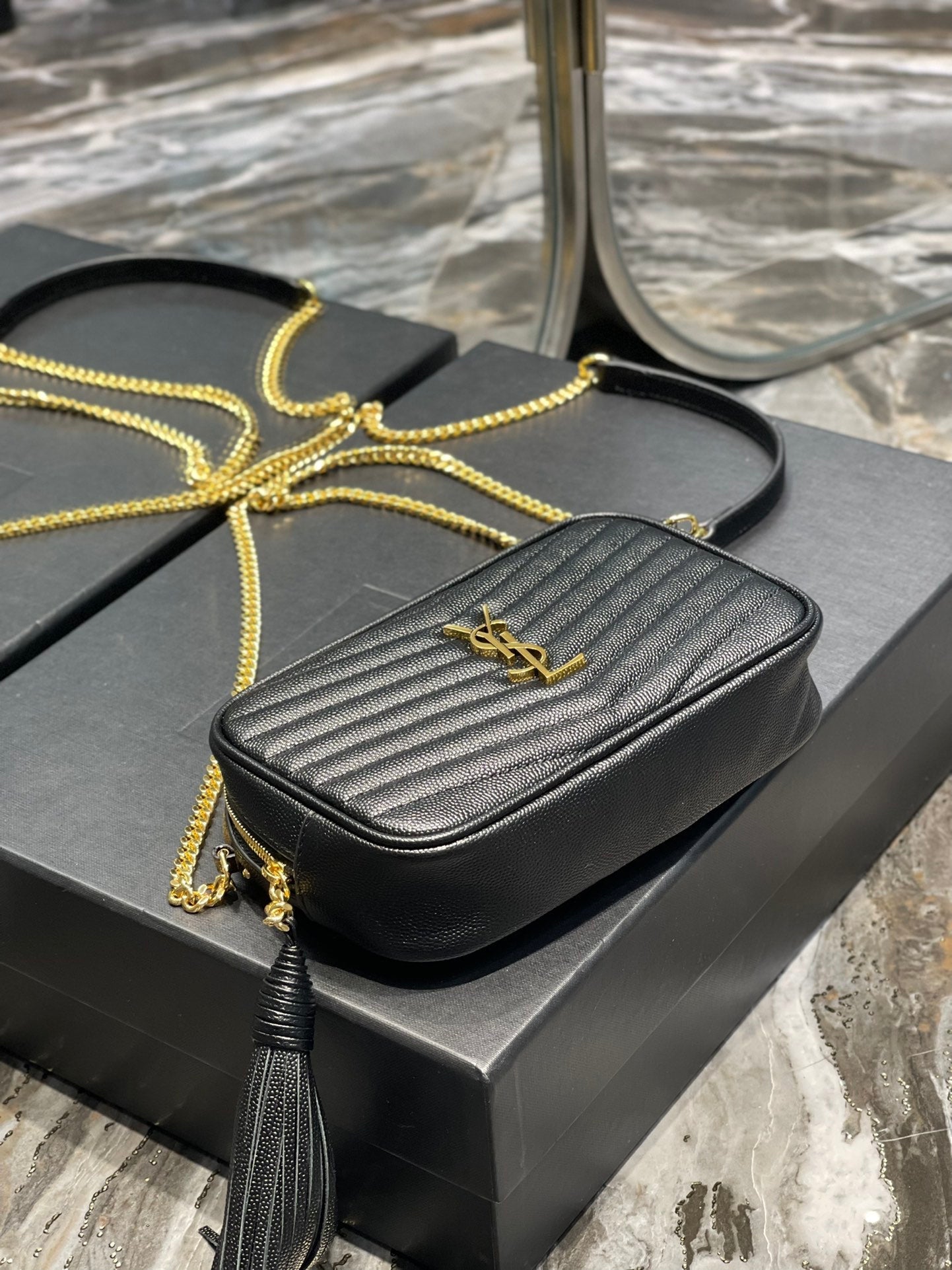 Y Lou Mini Bag In Quilted Grain De Poudre Embossed Leather