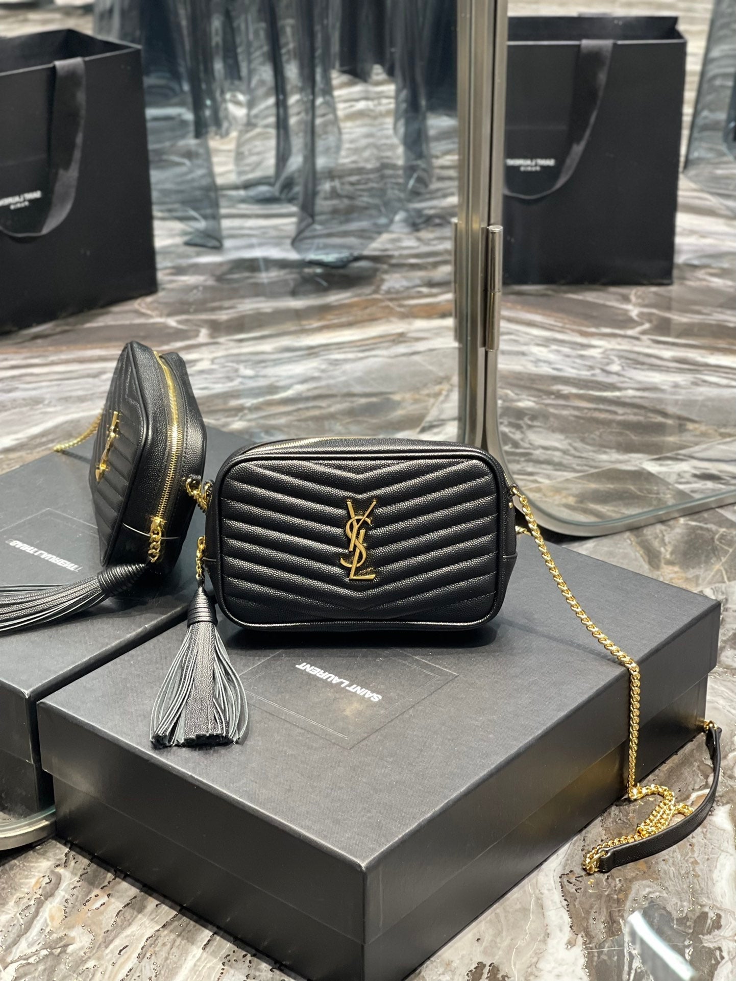Y Lou Mini Bag In Quilted Grain De Poudre Embossed Leather