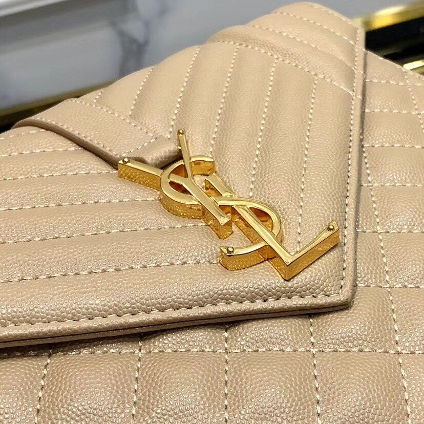 Y ENVELOPE MEDIUM BAG IN MIX MATELASS�� GRAIN DE POUDRE EMBOSSED LEATHER
