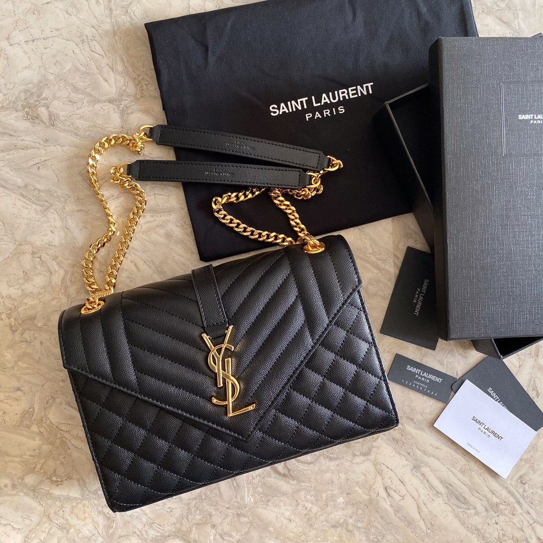 Y Envelope Medium Bag In Mix Matelasse Grain De Poudre Embossed Leather