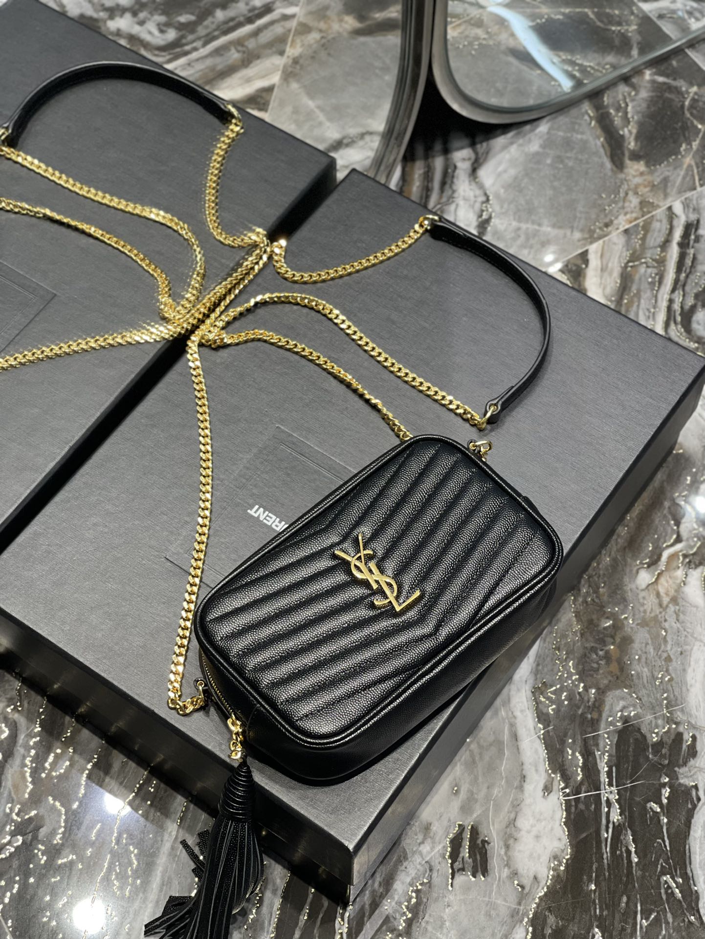 Y Lou Mini Bag In Quilted Grain De Poudre Embossed Leather