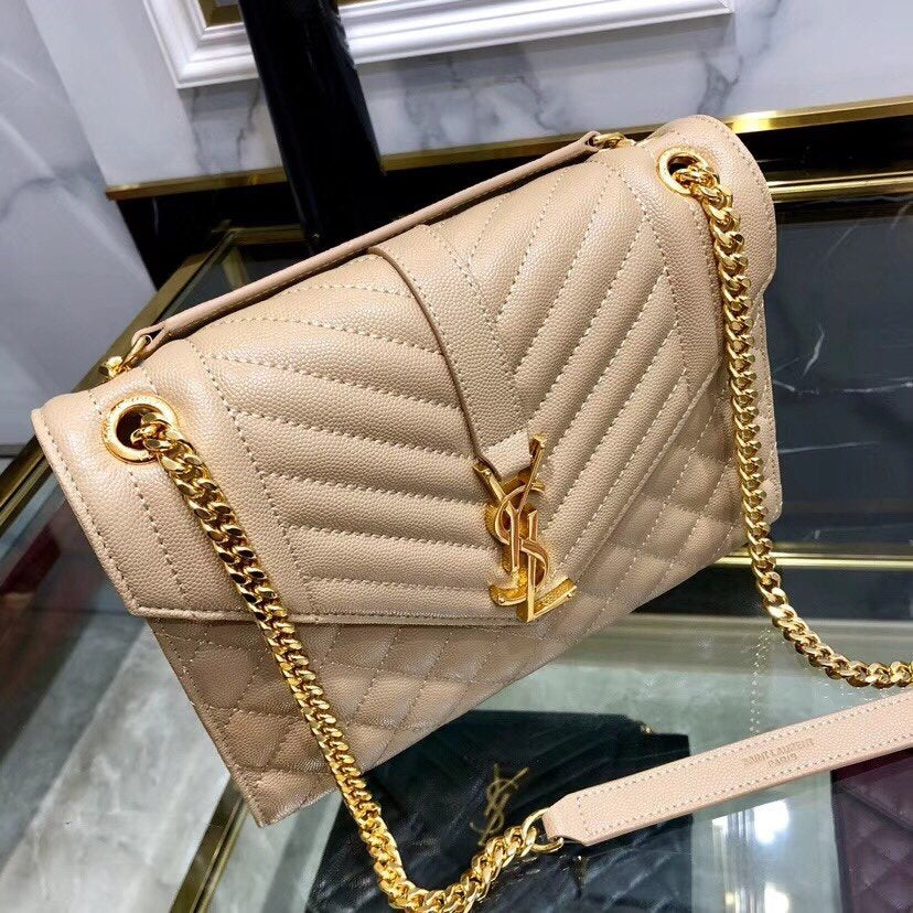 Y ENVELOPE MEDIUM BAG IN MIX MATELASS�� GRAIN DE POUDRE EMBOSSED LEATHER
