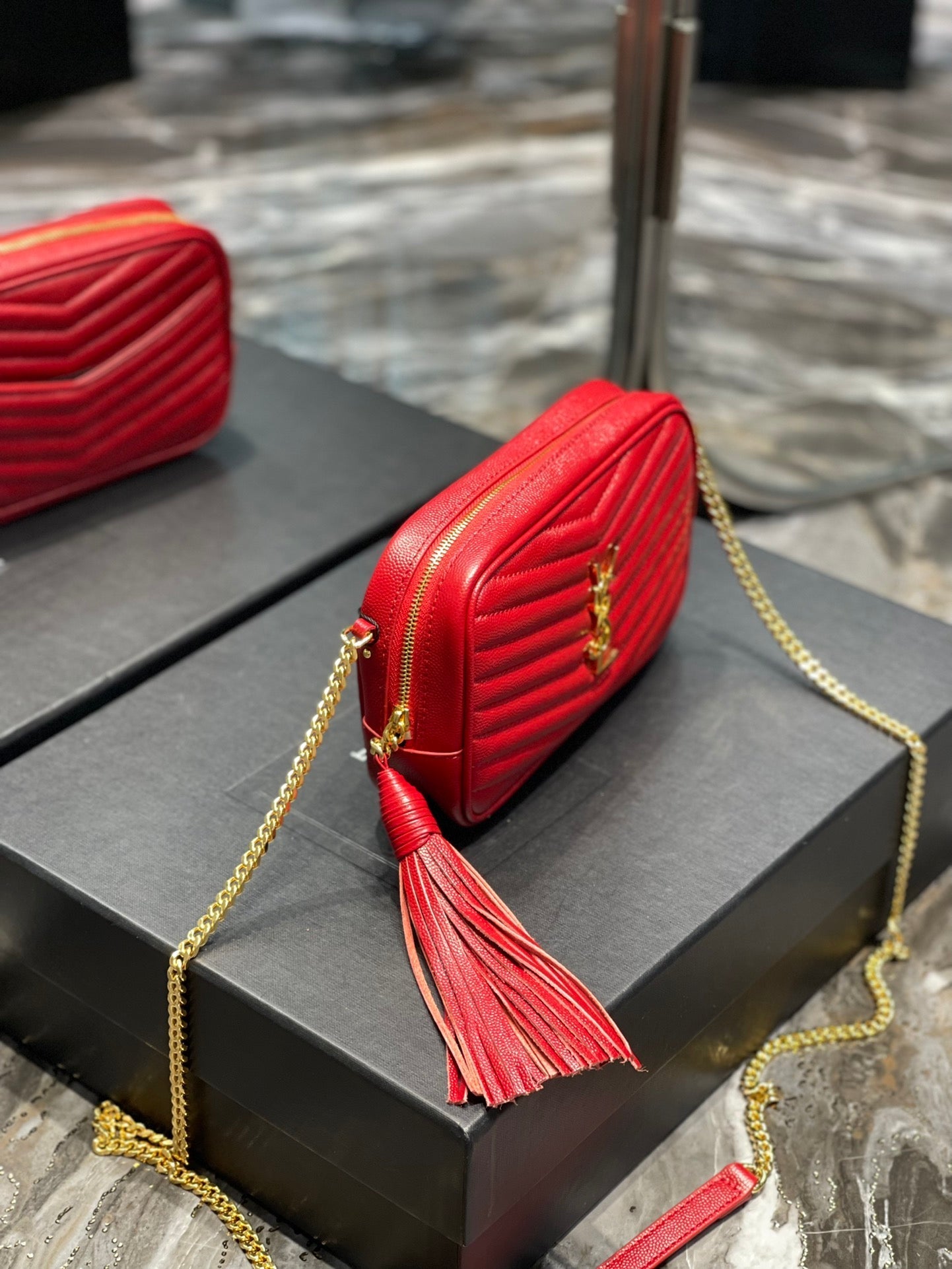 Y Lou Mini Bag In Quilted Grain De Poudre Embossed Leather