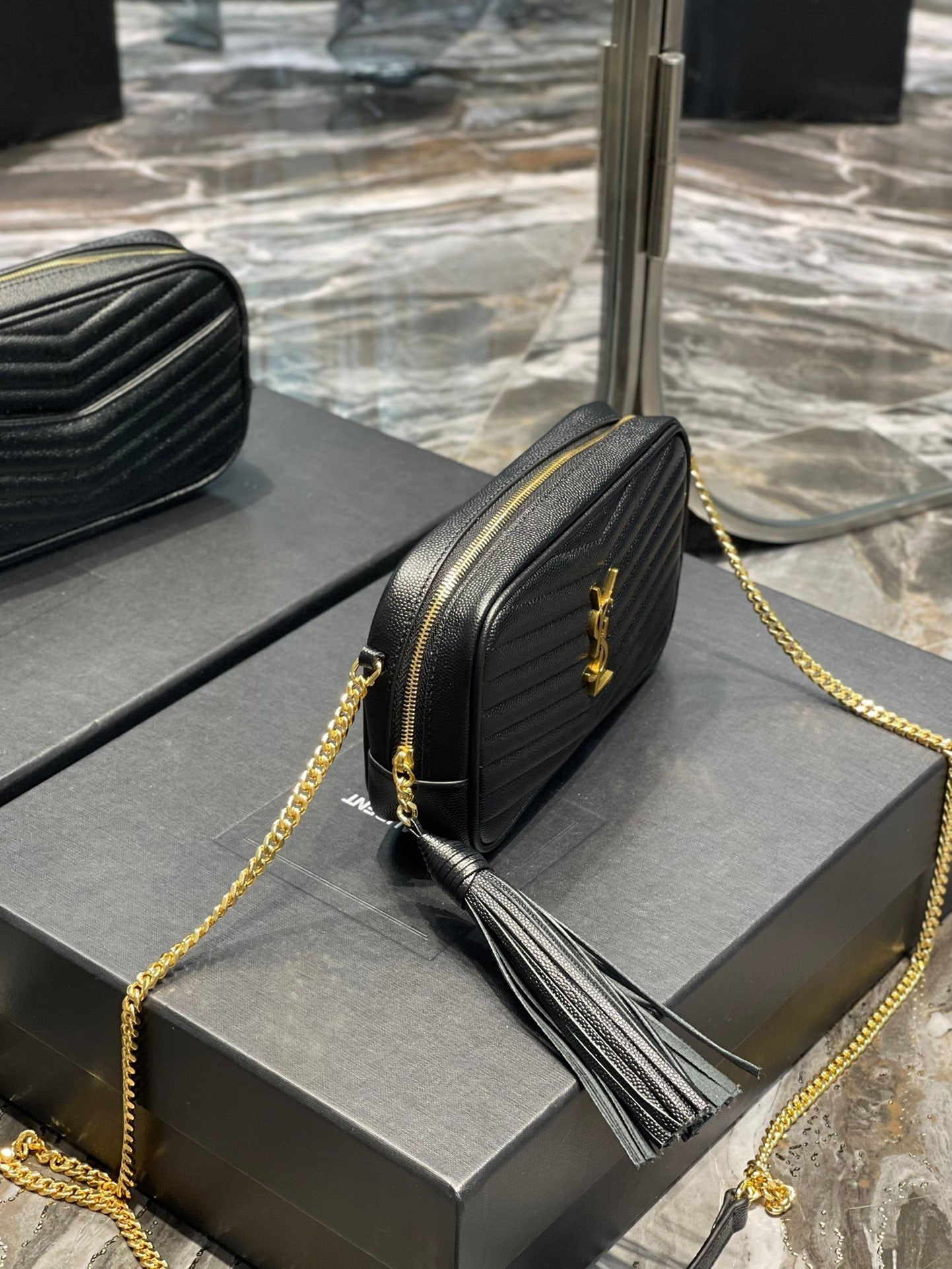 Y Lou Mini Bag In Quilted Grain De Poudre Embossed Leather
