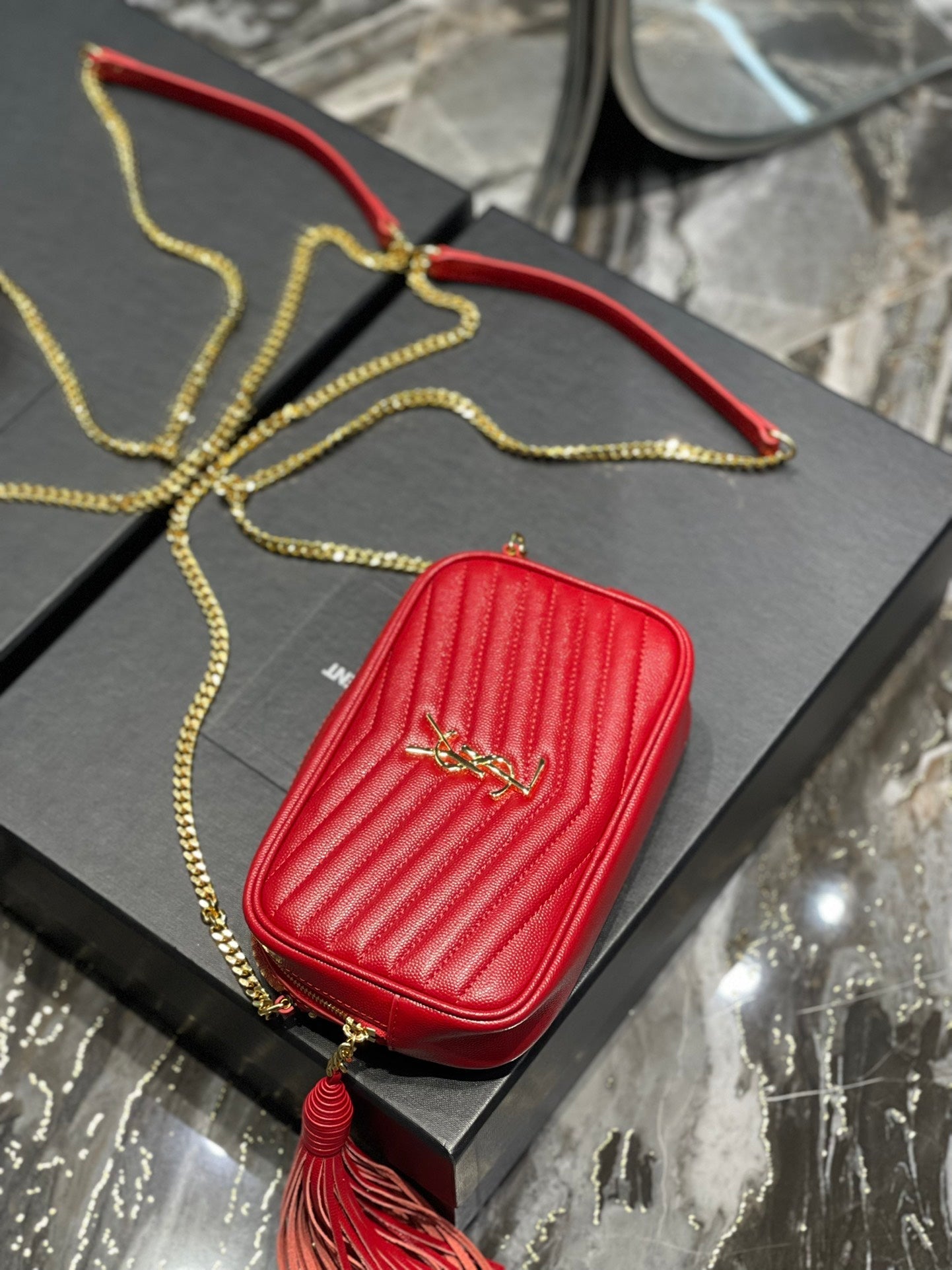 Y Lou Mini Bag In Quilted Grain De Poudre Embossed Leather