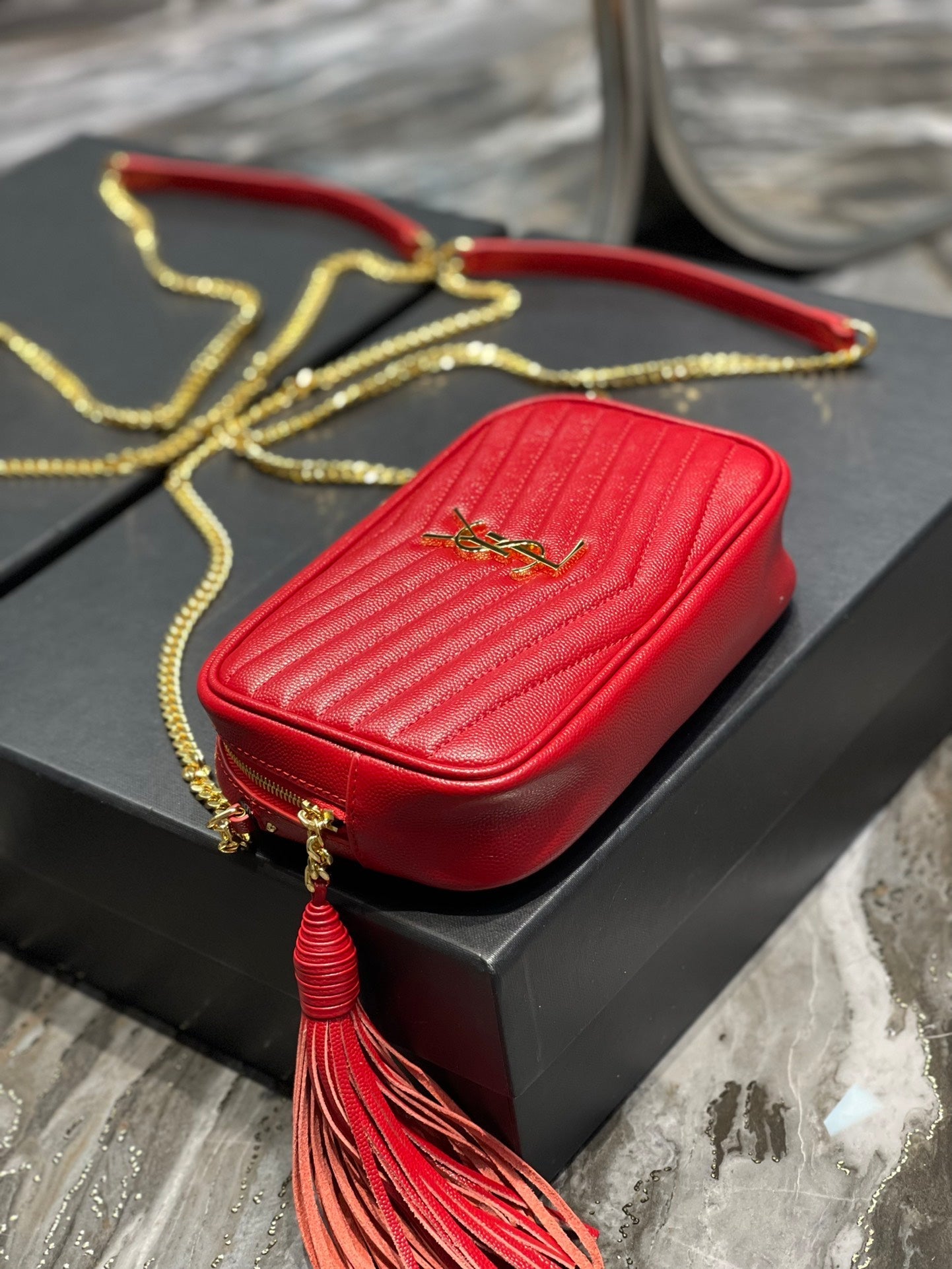 Y Lou Mini Bag In Quilted Grain De Poudre Embossed Leather