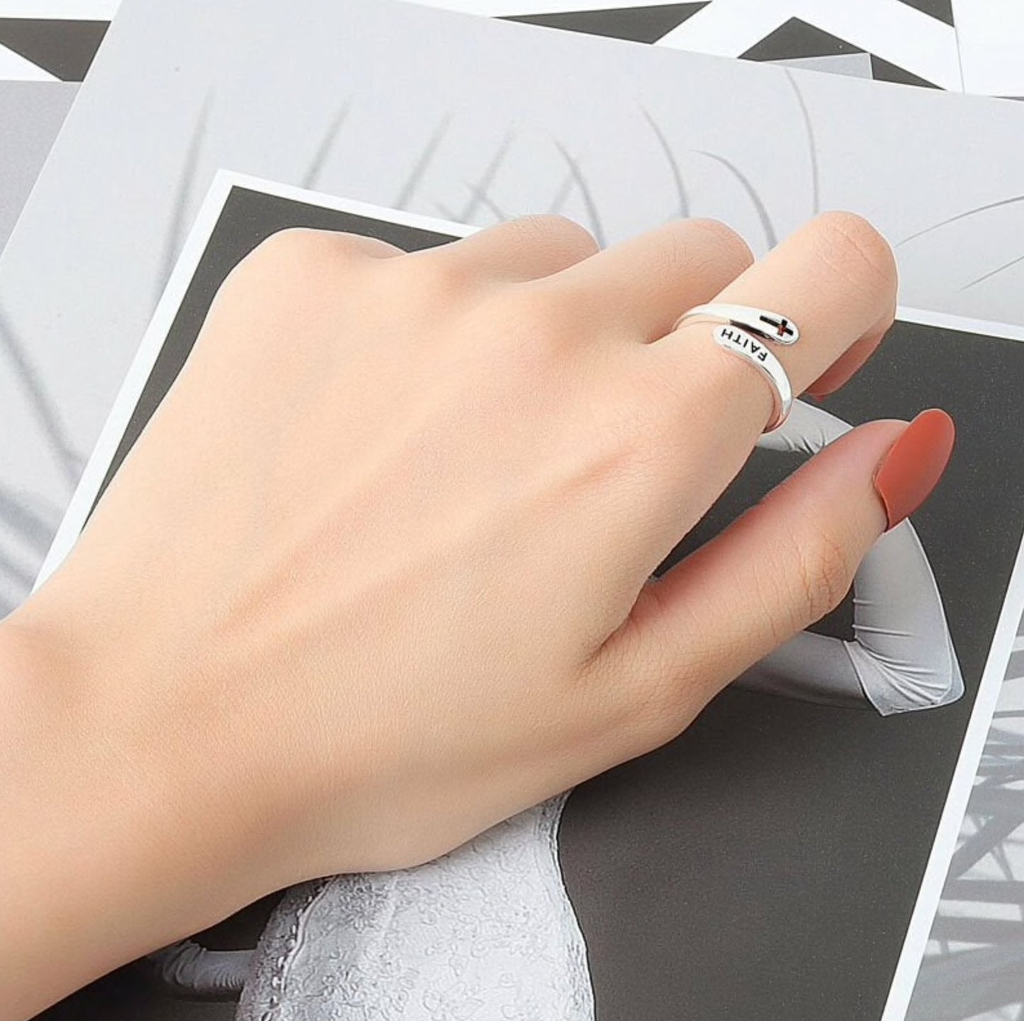 Bague de foi en argent sterling 925