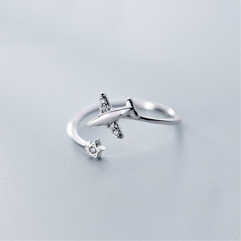 Bague avion en argent sterling 925