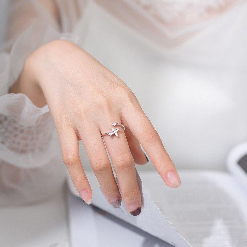 Bague avion en argent sterling 925