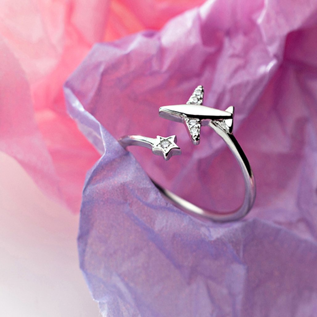 Bague avion en argent sterling 925