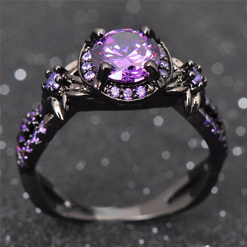 Amethyst Black Gold Ring