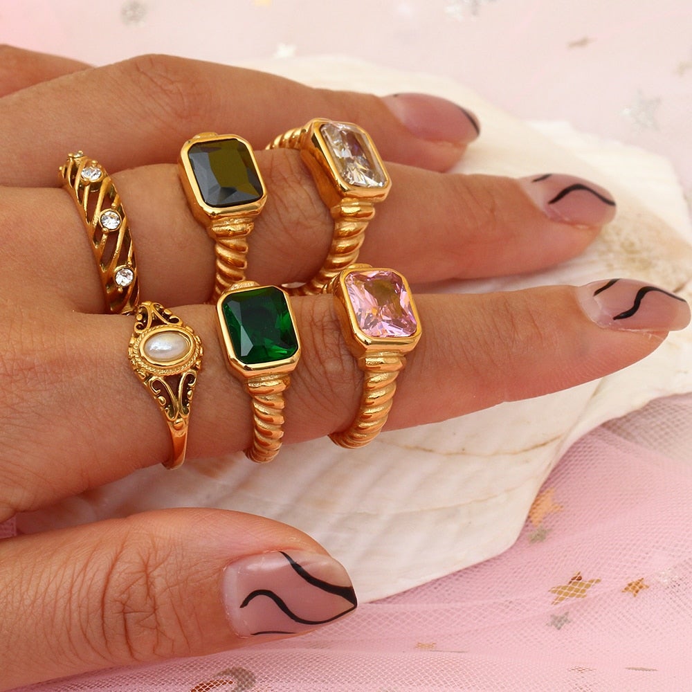 Aurora Crystal Gold Ring