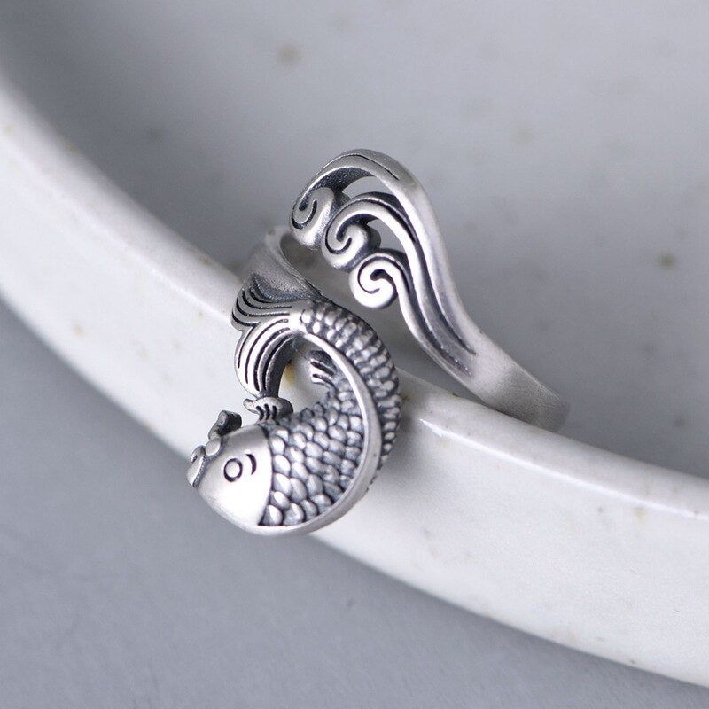 Balmora Silver Koi Fish Ring