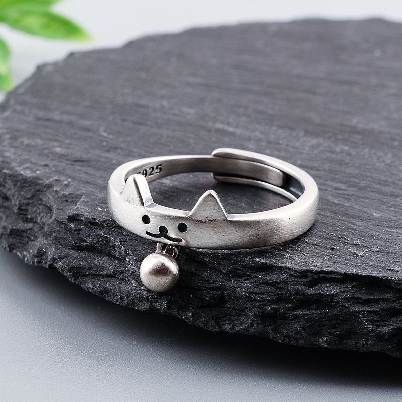 Bague chat en argent sterling Balmora
