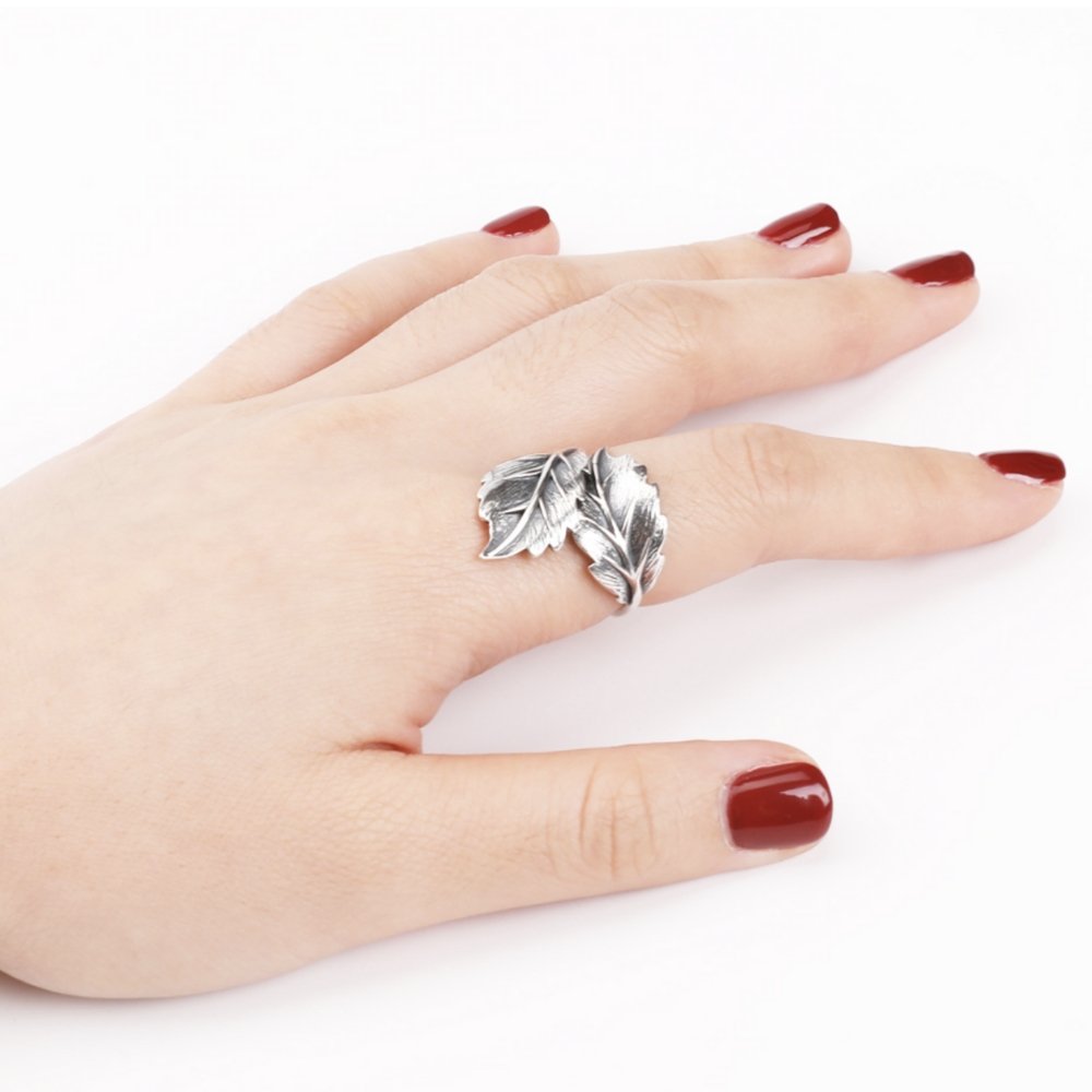 Bague feuille en argent sterling Balmora