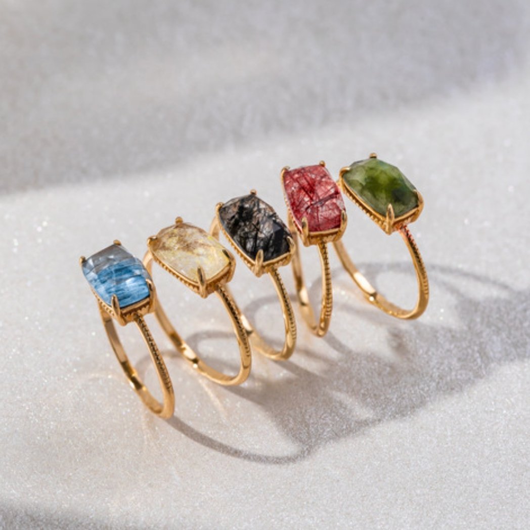 Black Quartz Crystal Ring