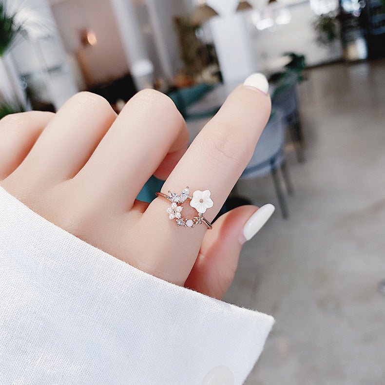 Bague fleur en or rose
