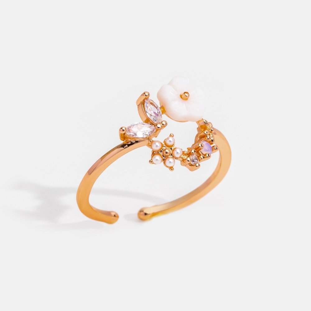 Bague fleur en or rose