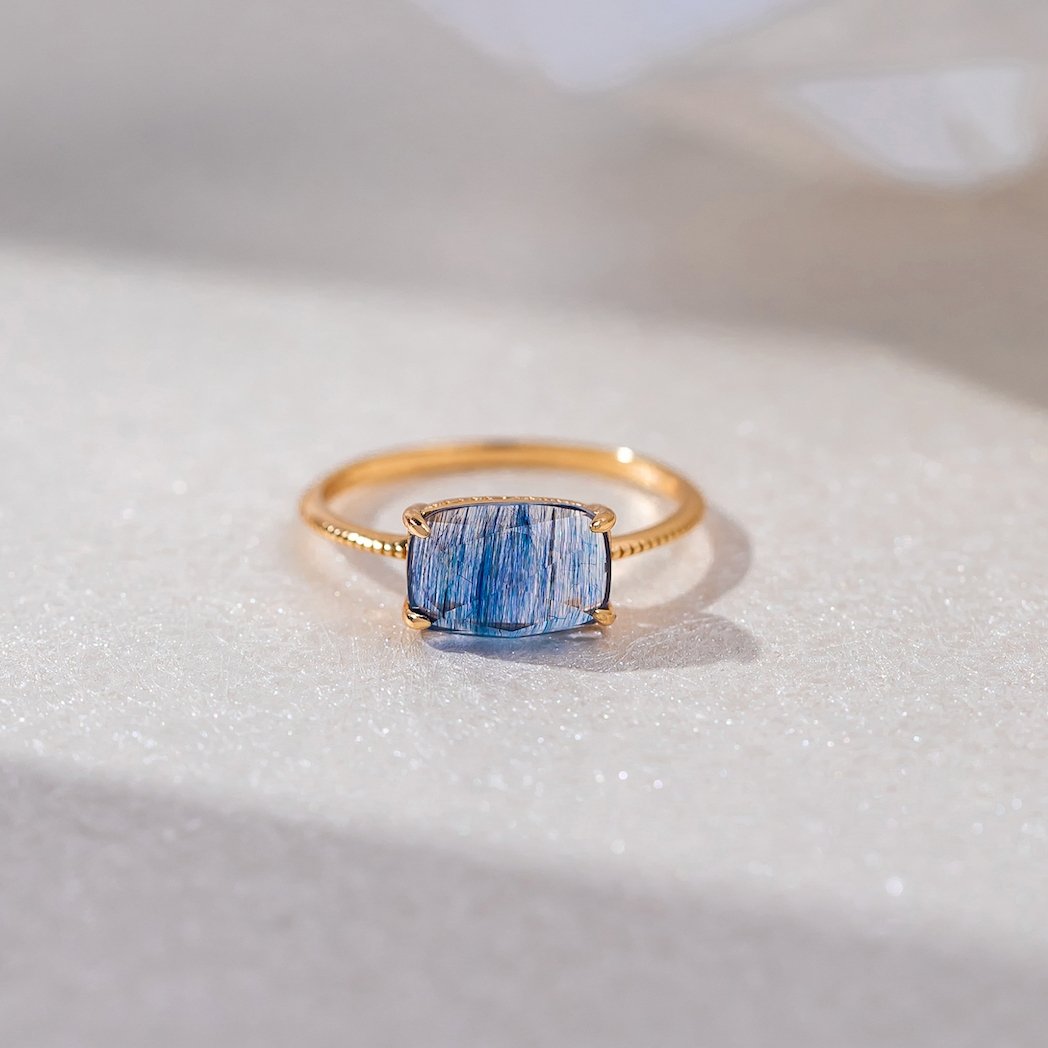 Blue Quartz Crystal Ring