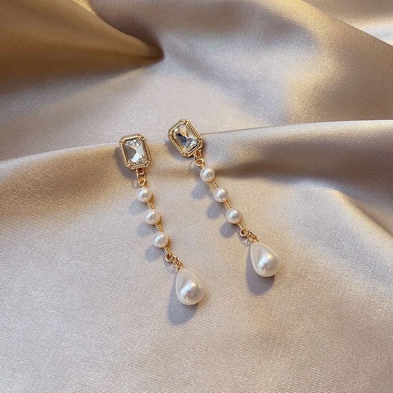 Boucles d'oreilles à pampilles et perles de cristal