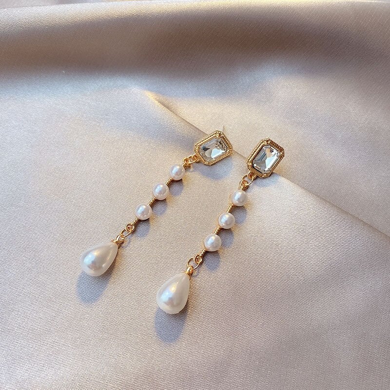 Boucles d'oreilles à pampilles et perles de cristal
