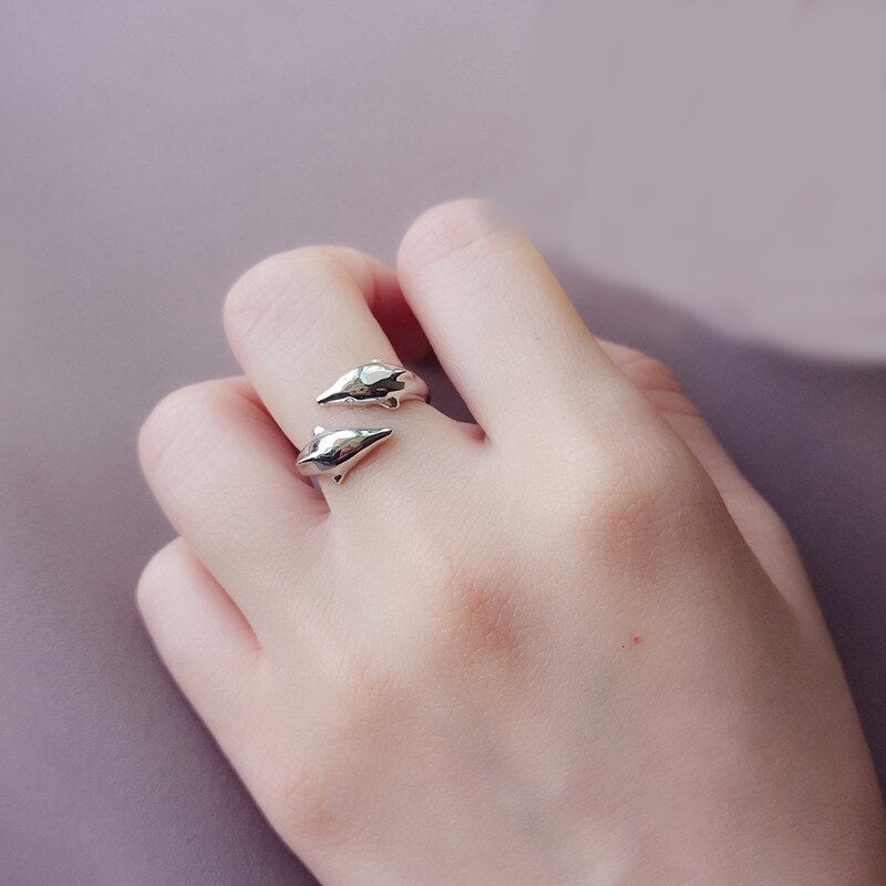 Bague en argent sterling avec dauphin