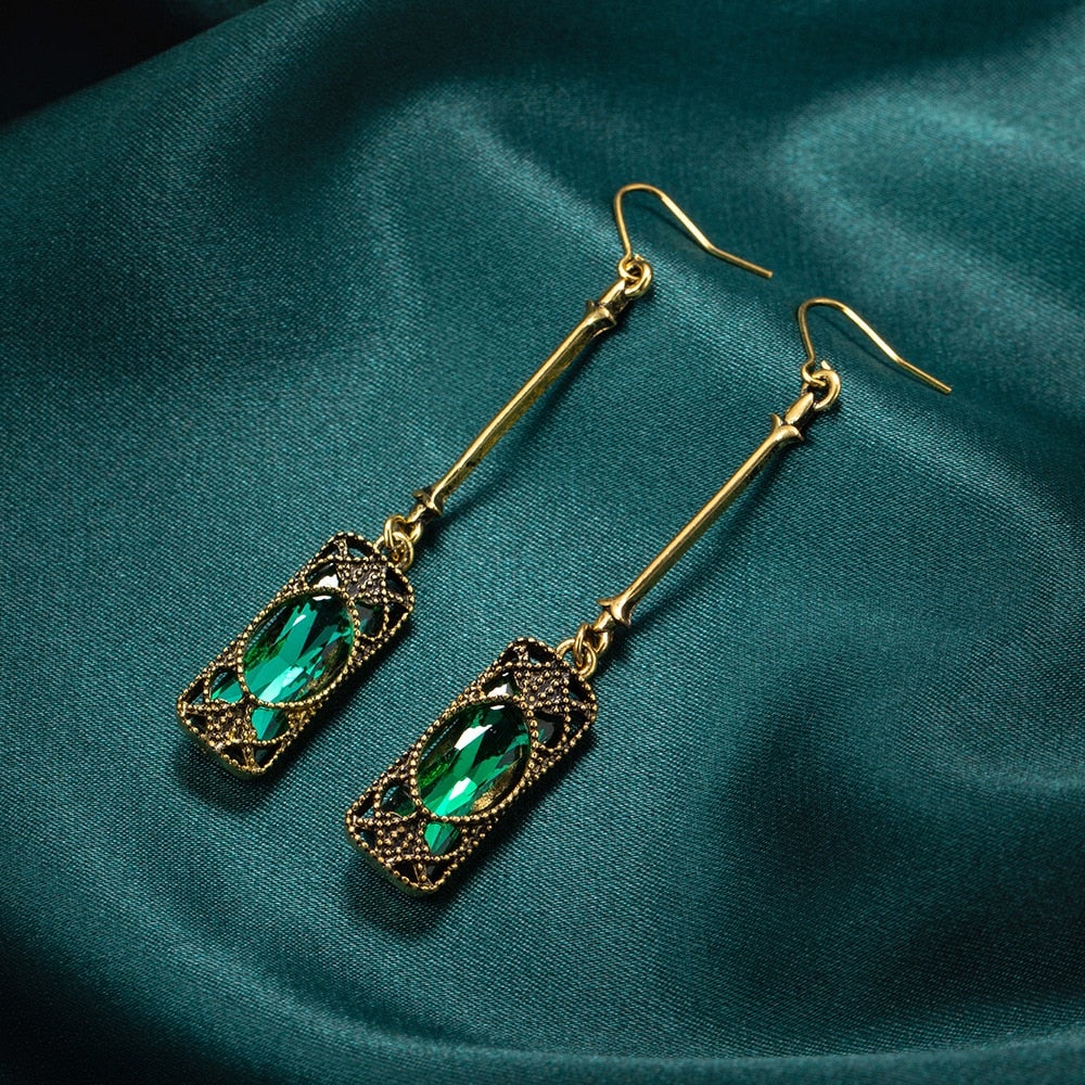 Boucles d'oreilles en cristal vert émeraude