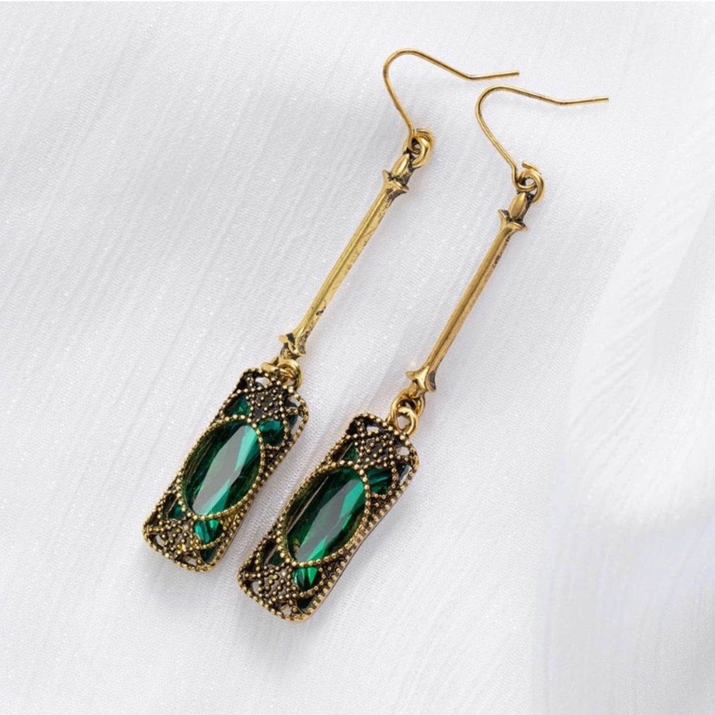 Boucles d'oreilles en cristal vert émeraude