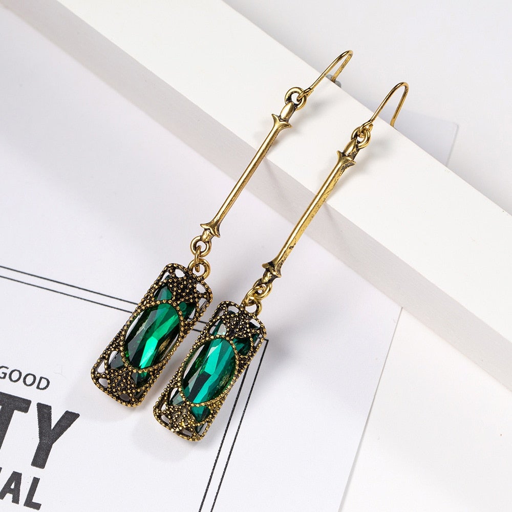 Boucles d'oreilles en cristal vert émeraude