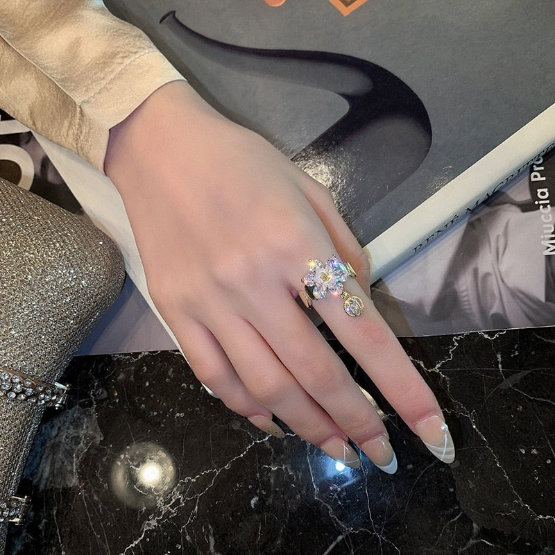 Bague Fleur Or & Cristal