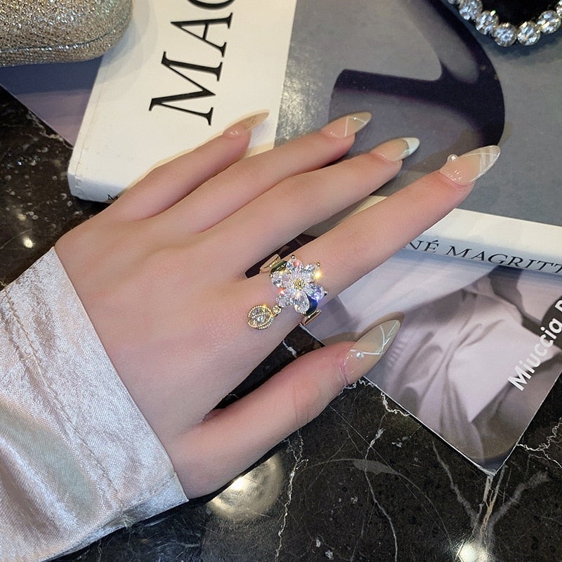 Bague Fleur Or & Cristal