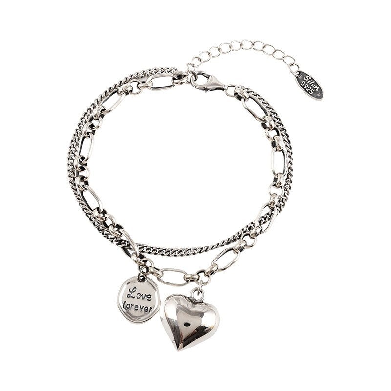 'Love Forever' Silver Charm Bracelet