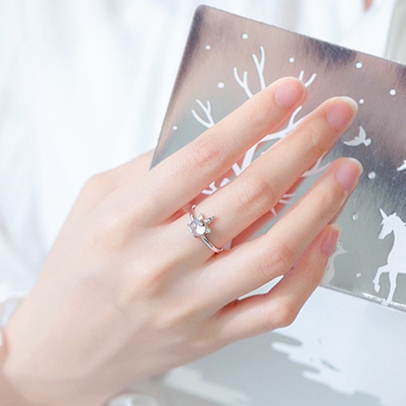 Bague Licorne Argent Pierre de Lune
